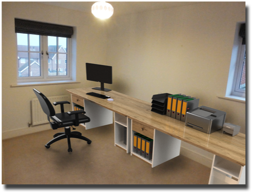 Office layout CAD render